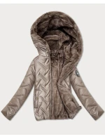 Béžová dámská bunda s kožešinovou podšívkou S'West (B8389-12012) Béžová dámská bunda s kožešinovou podšívkou S'West (B8389-12012)