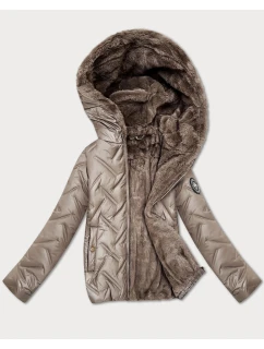 Béžová dámská bunda s kožešinovou podšívkou S'West (B8389-12012)