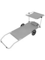 Skládací plážové lehátko se stříškou na kolečkách 116x62x62-90CM šedé Skládací plážové lehátko se stříškou na kolečkách 116x62x62-90CM šedé