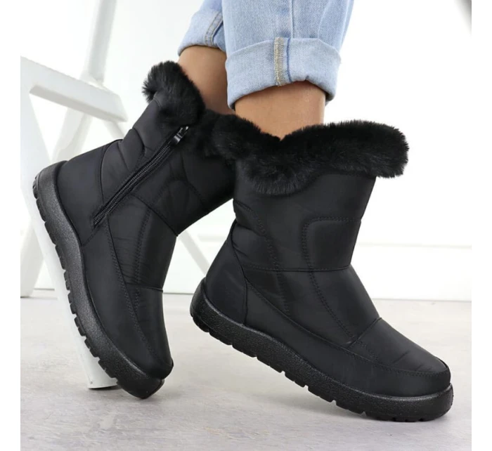 Dámské ploché zateplené sněhule černé Potocki KI24322 Dámské ploché zateplené sněhule černé Potocki KI24322