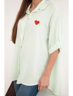 Dámská viskózová košile s krajkovými rukávy a límečkem béžová Dámská viskózová košile s krajkovými rukávy a límečkem béžová