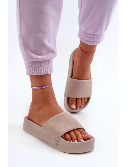 Dámské žabky na platformě z semiše Big Star model 21655526 béžové - Big Star Shoes