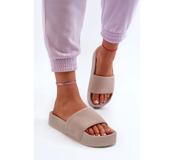 Dámské žabky na platformě z semiše Big Star model 21655526 béžové - Big Star Shoes