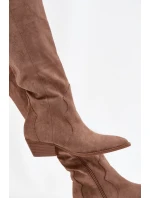 Eko semišové kozačky kovbojky dámské na podpatku béžové Jenaya