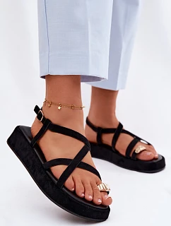 Sandály na platformě s zlatým detailem Černé model 22111370 - Boto