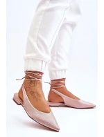 Dámské vázané baleríny s kamínky 6140 Béžová - Diamantique