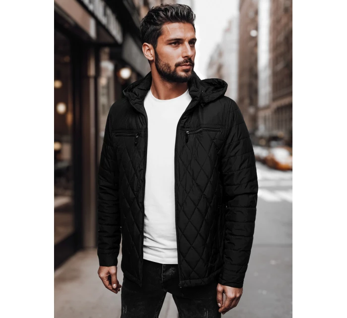 Pánská prošívaná bunda s kapucí černá Dstreet TX4989