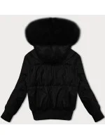 Černá krátká dámská zimní bunda se stahovacími lemy model 21248157 - S'WEST Černá krátká dámská zimní bunda se stahovacími lemy model 21248157 - S'WEST
