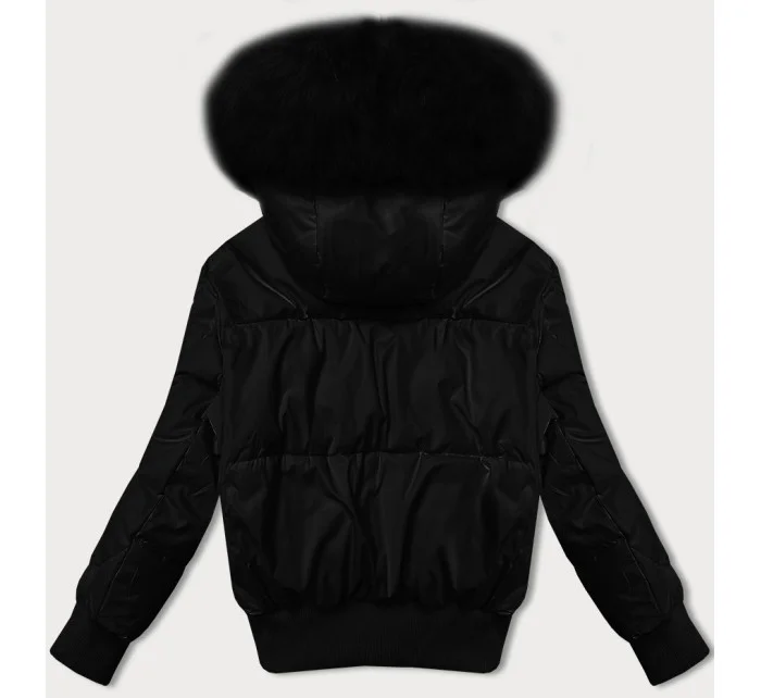 Černá krátká dámská zimní bunda se stahovacími lemy model 21248157 - S'WEST Černá krátká dámská zimní bunda se stahovacími lemy model 21248157 - S'WEST