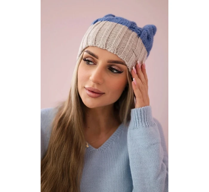 Paris fleecová čepice K212 modrá+béžová