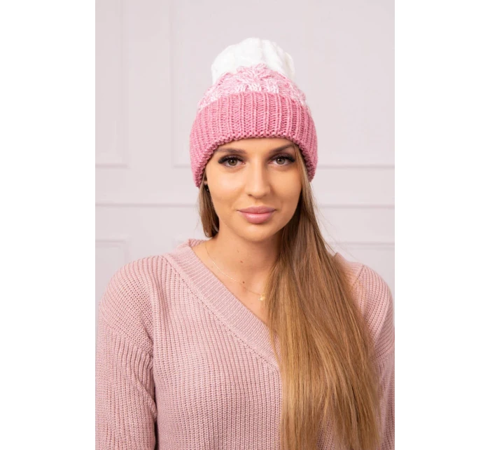 Dámská čepice Samara K346 powder pink+ecru Dámská čepice Samara K346 powder pink+ecru