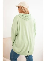Dámská mikina Plus Size s kapucí a potiskem mátová