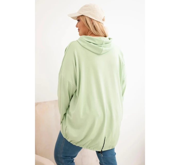 Dámská mikina Plus Size s kapucí a potiskem mátová