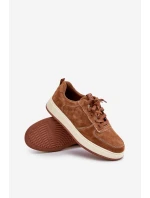 Pánské sneakersy na platformě z broušené kůže Big Star OO174014 hnědé Pánské sneakersy na platformě z broušené kůže Big Star OO174014 hnědé