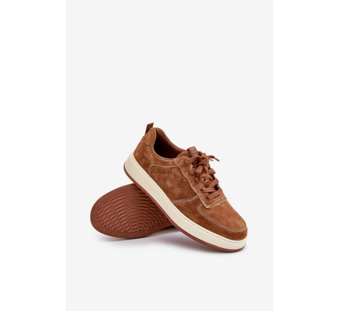 Pánské sneakersy na platformě z broušené kůže Big Star OO174014 hnědé Pánské sneakersy na platformě z broušené kůže Big Star OO174014 hnědé