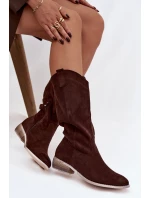 Kovbojky Na Nízkém Podpatku Z Eko Semiše Čokoládové model 21757733 - Boto Kovbojky Na Nízkém Podpatku Z Eko Semiše Čokoládové model 21757733 - Boto