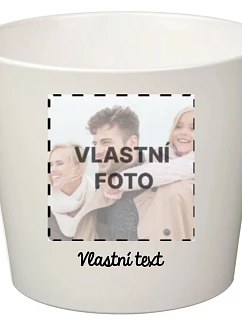 Bílý keramický květináč s fotografií - malý