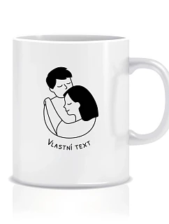 Personalizovaný klasický bílý hrníček 300 ml - pár v objetí