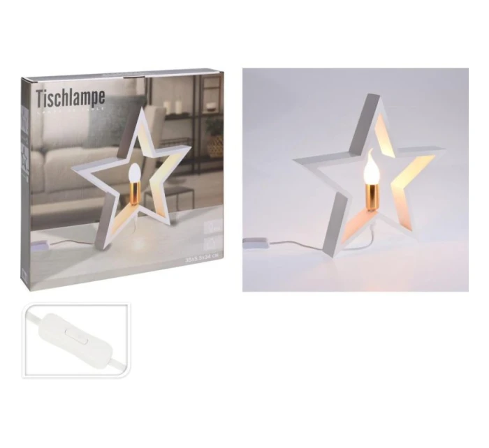 DEKORATIVNÍ HVĚZDA S LED OSVĚTLENÍM 35CM BÍLÁ