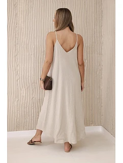 Mušelínové šaty na ramínka tmavě béžová