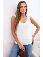 Dámská viskózová halenka s volánem ve výstřihu ecru