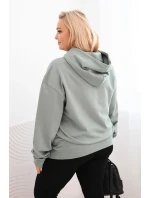 Dámská mikina s kapucí a klokankou Plus Size z bavlny tmavě mátová