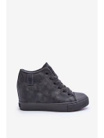 Dámské Kožené Tenisky Na Koturnu Big Star MM274005 Šedé Dámské Kožené Tenisky Na Koturnu Big Star MM274005 Šedé