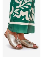 Kožené Sandály Na Plochém Podpatku S Ozdobou Laura Messi 2865 Zlaté