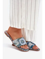 Ploché Dámské Pantofle S Ozdobnou Sponou Modré Clariola Ploché Dámské Pantofle S Ozdobnou Sponou Modré Clariola