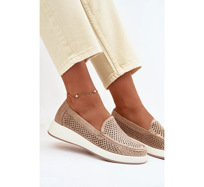 Dámské krajkové mokasíny model 22069474 zlaté - SERGIO LEONE