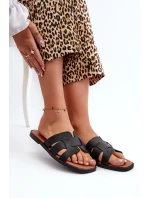 Dámské ploché pantofle vyrobené z eko kůže, černá Risamay