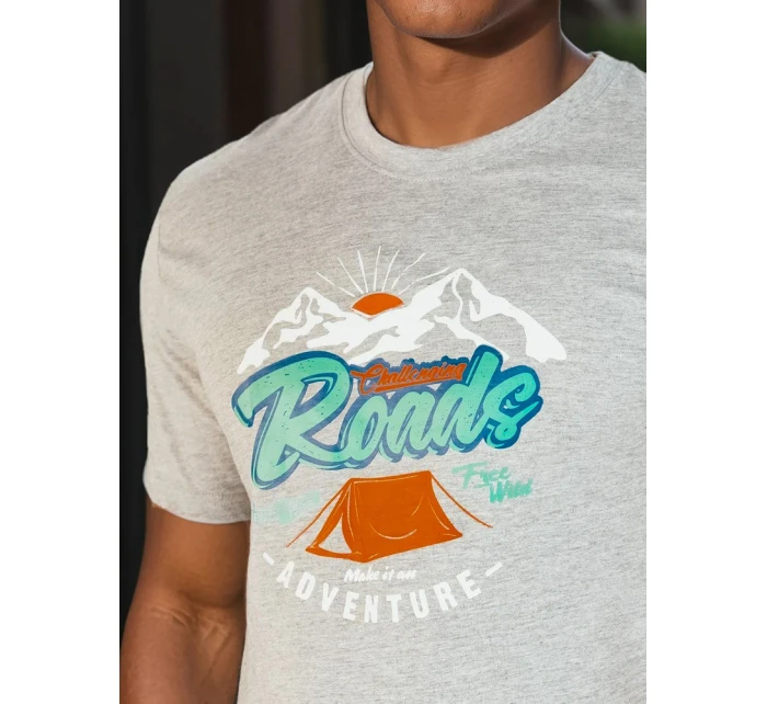 Pánské šedé tričko s potiskem Dstreet RX5401 Pánské šedé tričko s potiskem Dstreet RX5401