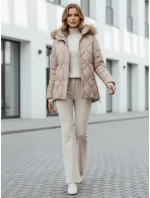 Dámská zimní bunda prošívaná s kapucí béžová Dstreet model 21990871 - FashionStreet
