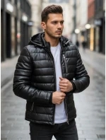 Pánská zimní prošívaná kožená bunda černá FashionStreet TX5116