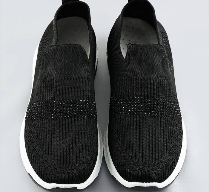 Černé dámské ažurové boty se zirkony (C1057)