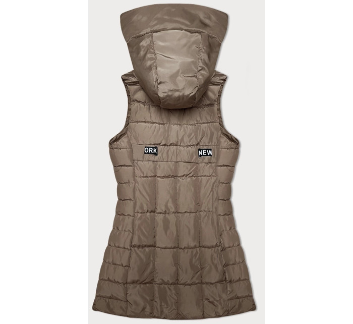 Tmavě béžová dámská vesta s kapucí S'West (B8225-12)