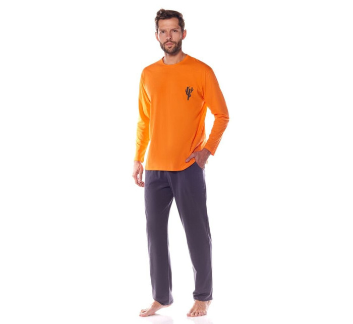 Pánské pyžamo Kamil oranžové s kaktusem