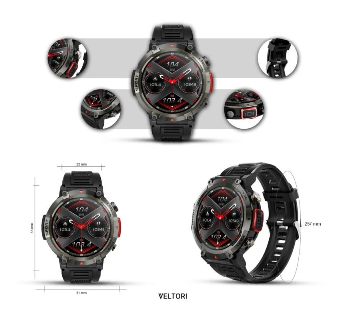 Černý silikonový řemínek model 21805555 - VELTORI