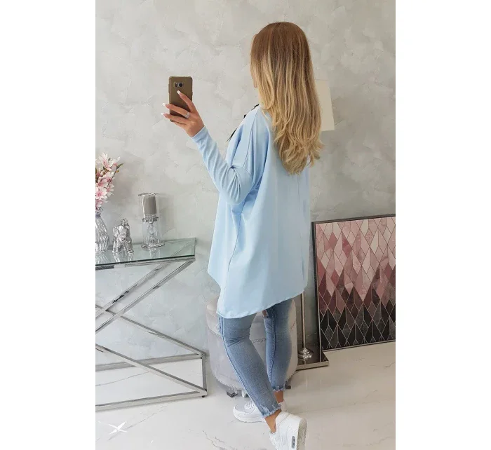 Oversize mikina s asymetrickými boky modrá