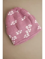 Dámská zimní pletená čepice se vzorem sněhových vloček K463 tmavě růžová Dámská zimní pletená čepice se vzorem sněhových vloček K463 tmavě růžová