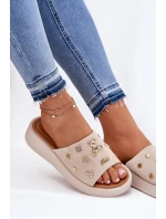 Dámské Semišové Pantofle S  Béžové model 21697728 - VINCEZA