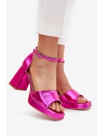 Lakovane Dámské Sandály Na Podpatku Fuchsie Marila