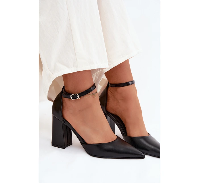 Lodičky na podpatku z imitace kůže Černé model 22122778 - Boto