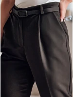 Ležérní dámské plisované kalhoty s páskem PLISSO černé FashionStreet UY2518