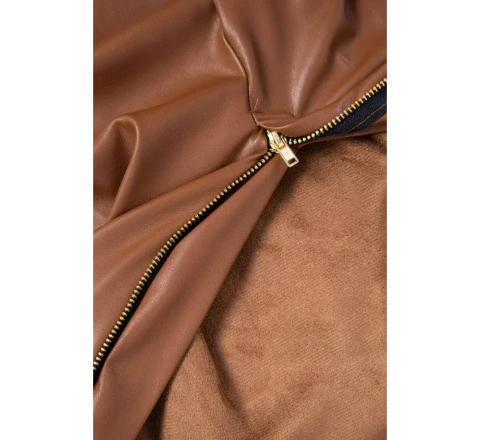 Kožené kalhoty vázané vpředu hnědé