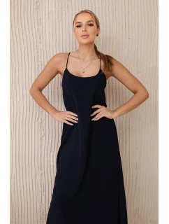 Dlouhé šaty bez ramínek námořnická modř