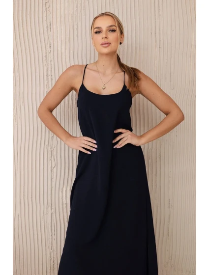 Dlouhé šaty bez ramínek námořnická modř