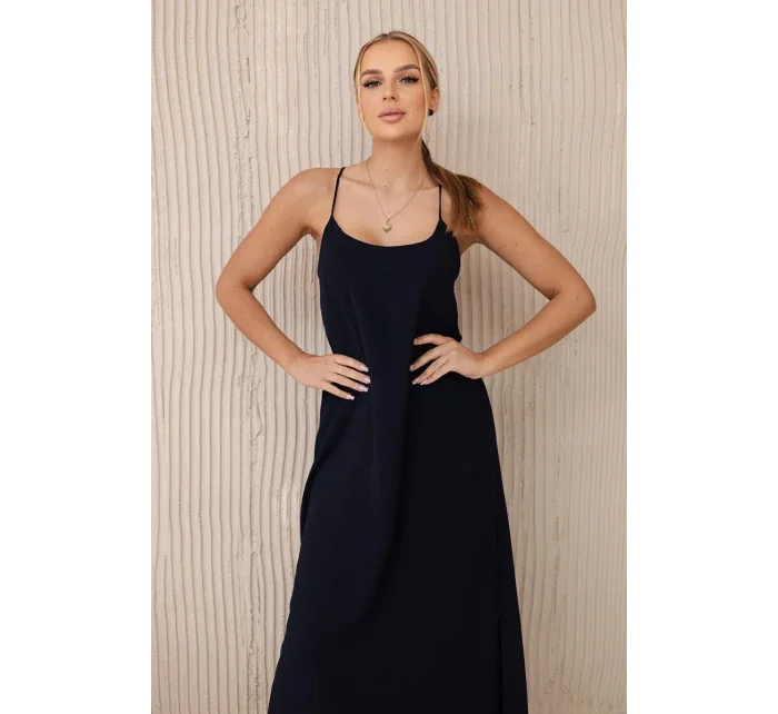 Dlouhé šaty bez ramínek námořnická modř