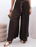 Dámské kalhoty z viskózy se širokými nohavicemi hnědý