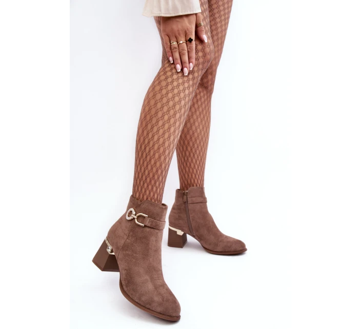 Modní Dámské Semišové Botky Hnědé Nola
